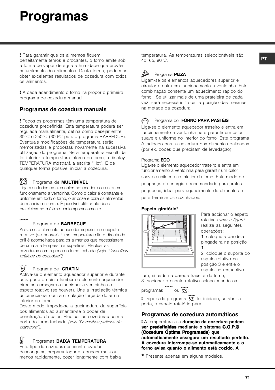 Programas | Hotpoint Ariston FK 1039EL P.20 X-HA User Manual | Page 71 / 80