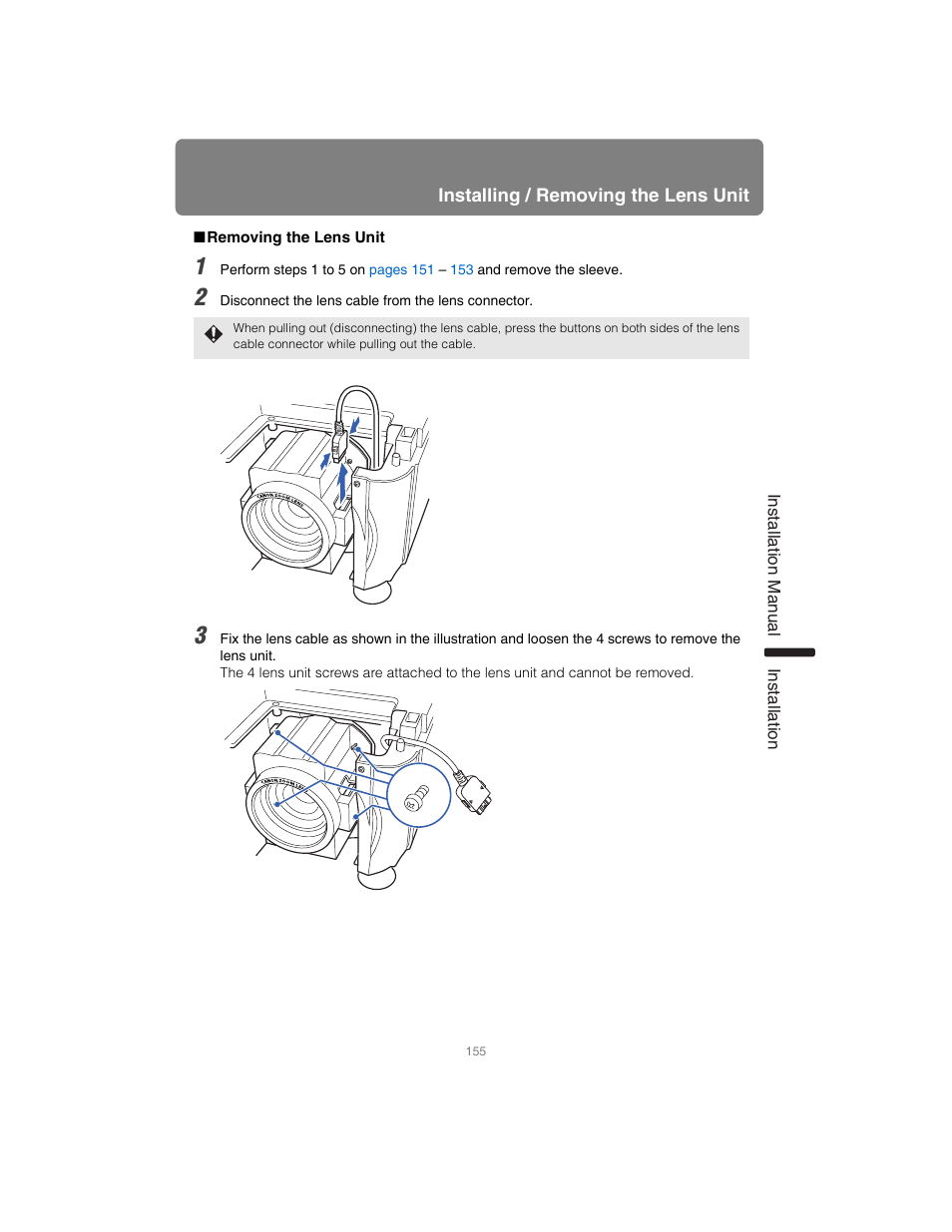 Removing the lens unit | Canon XEED SX6000 User Manual | Page 155 / 240