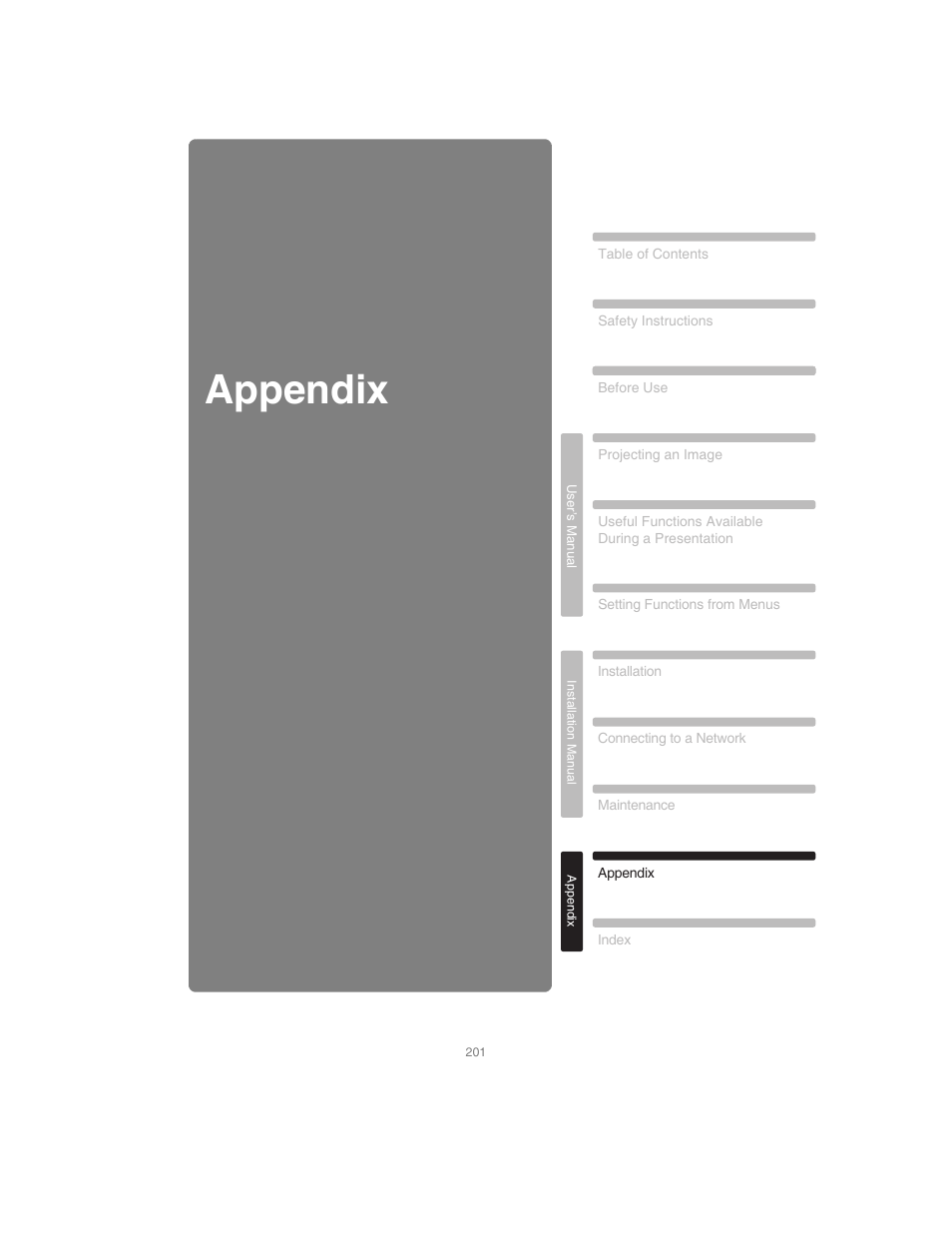 Appendix | Canon XEED SX6000 User Manual | Page 201 / 240