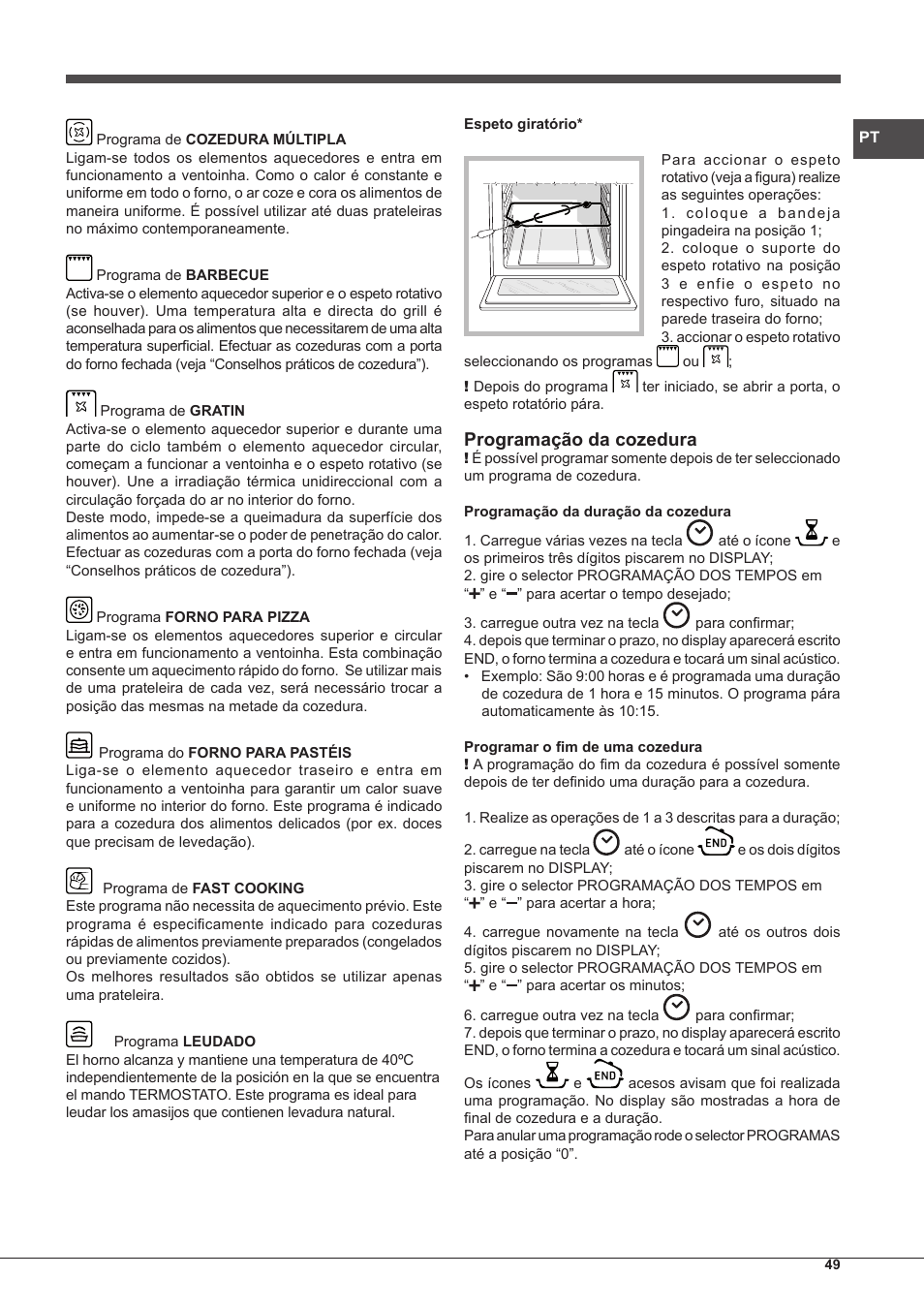 Programação da cozedura | Hotpoint Ariston Style FH 89 P IX-HA S User Manual | Page 49 / 56