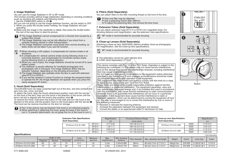 Cop y | Canon EF 28mm f2.8 IS USM User Manual | Page 2 / 2