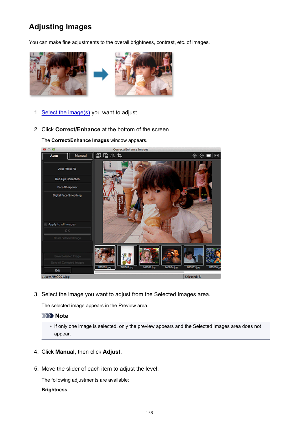 Adjusting images | Canon PIXMA MX395 User Manual | Page 159 / 300