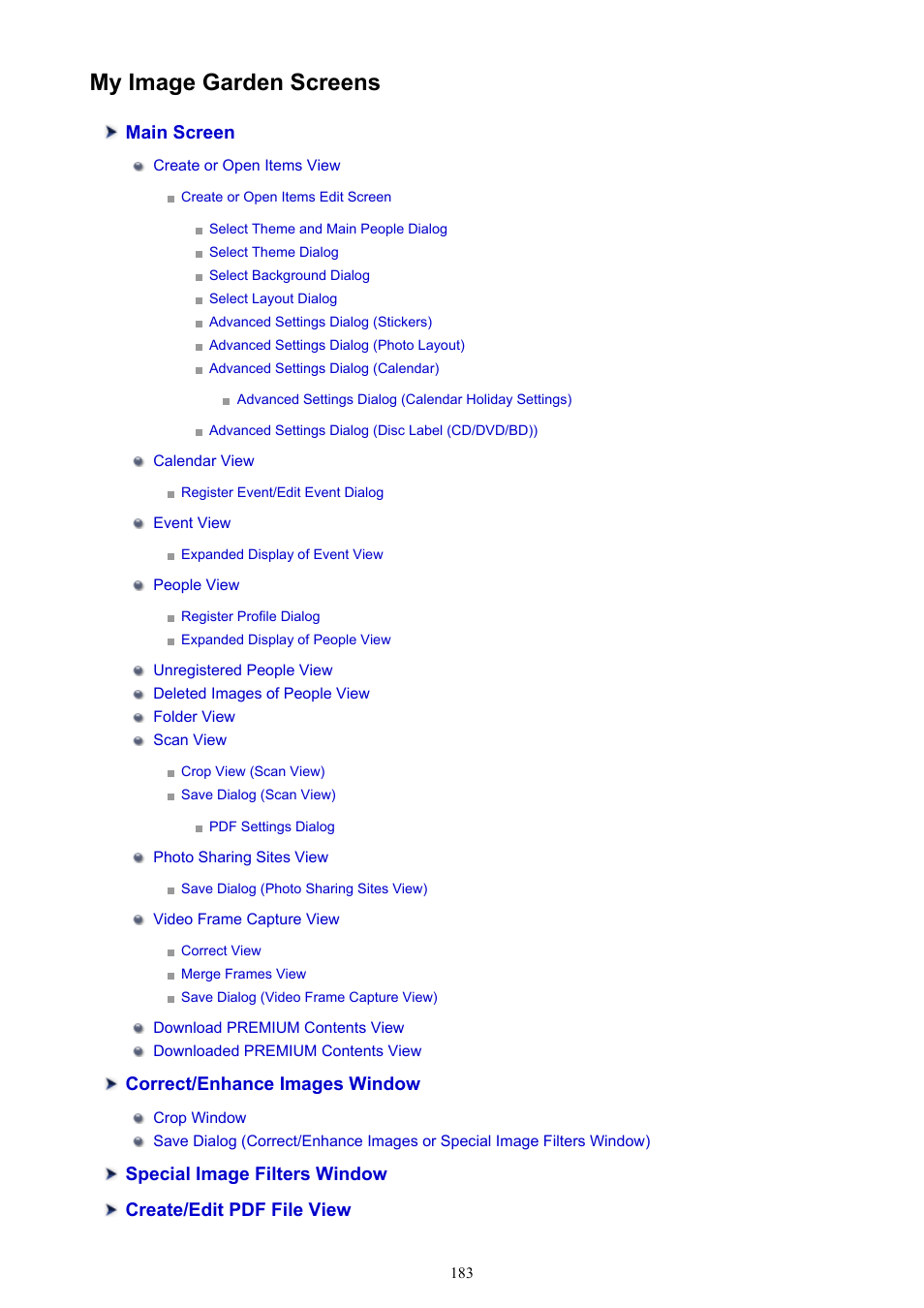 My image garden screens | Canon PIXMA MX395 User Manual | Page 183 / 300