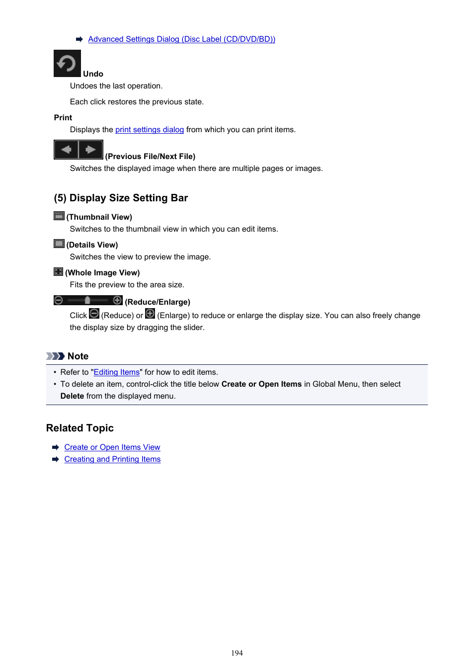 5) display size setting bar, Related topic | Canon PIXMA MX395 User Manual | Page 194 / 300