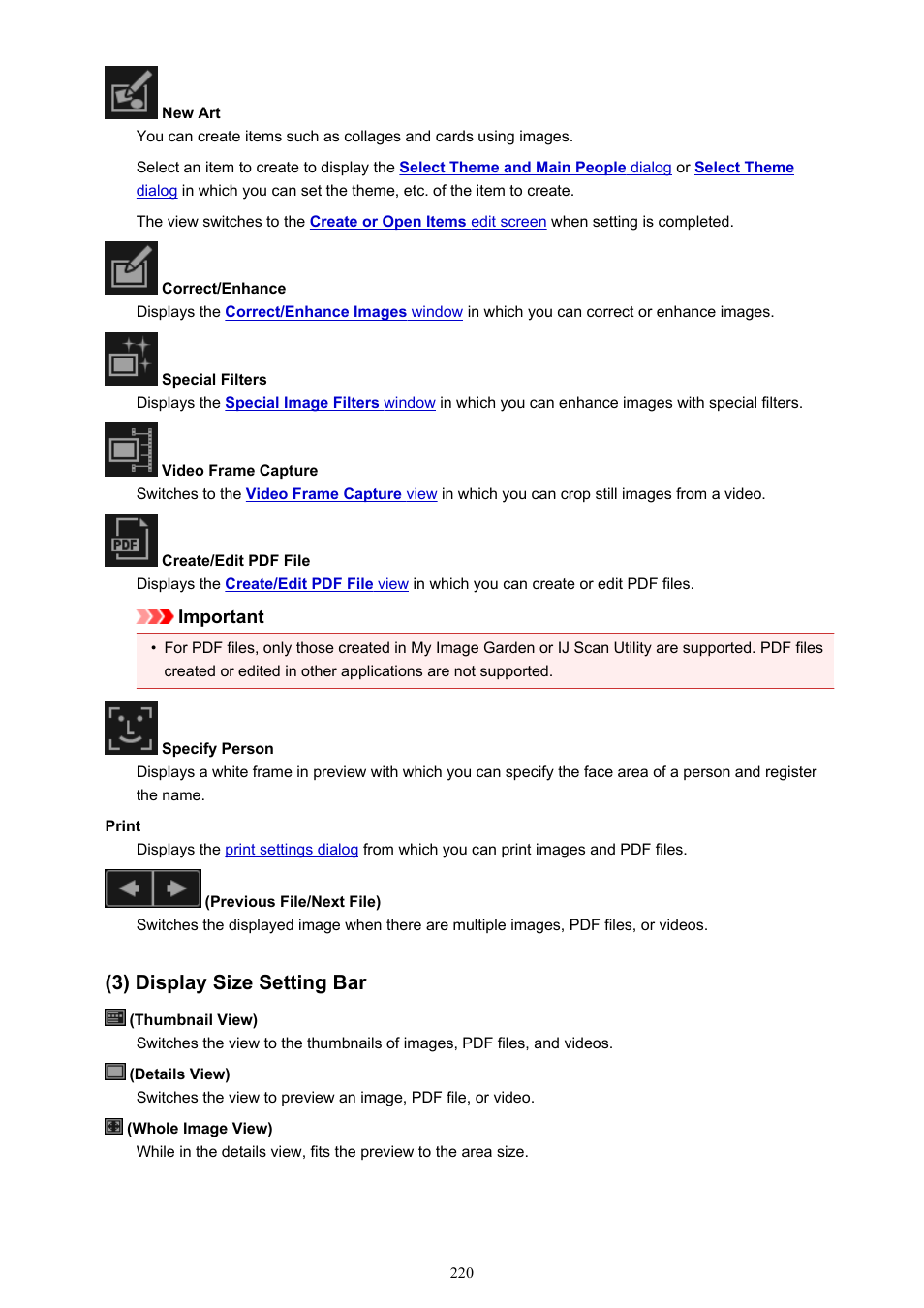 3) display size setting bar | Canon PIXMA MX395 User Manual | Page 220 / 300