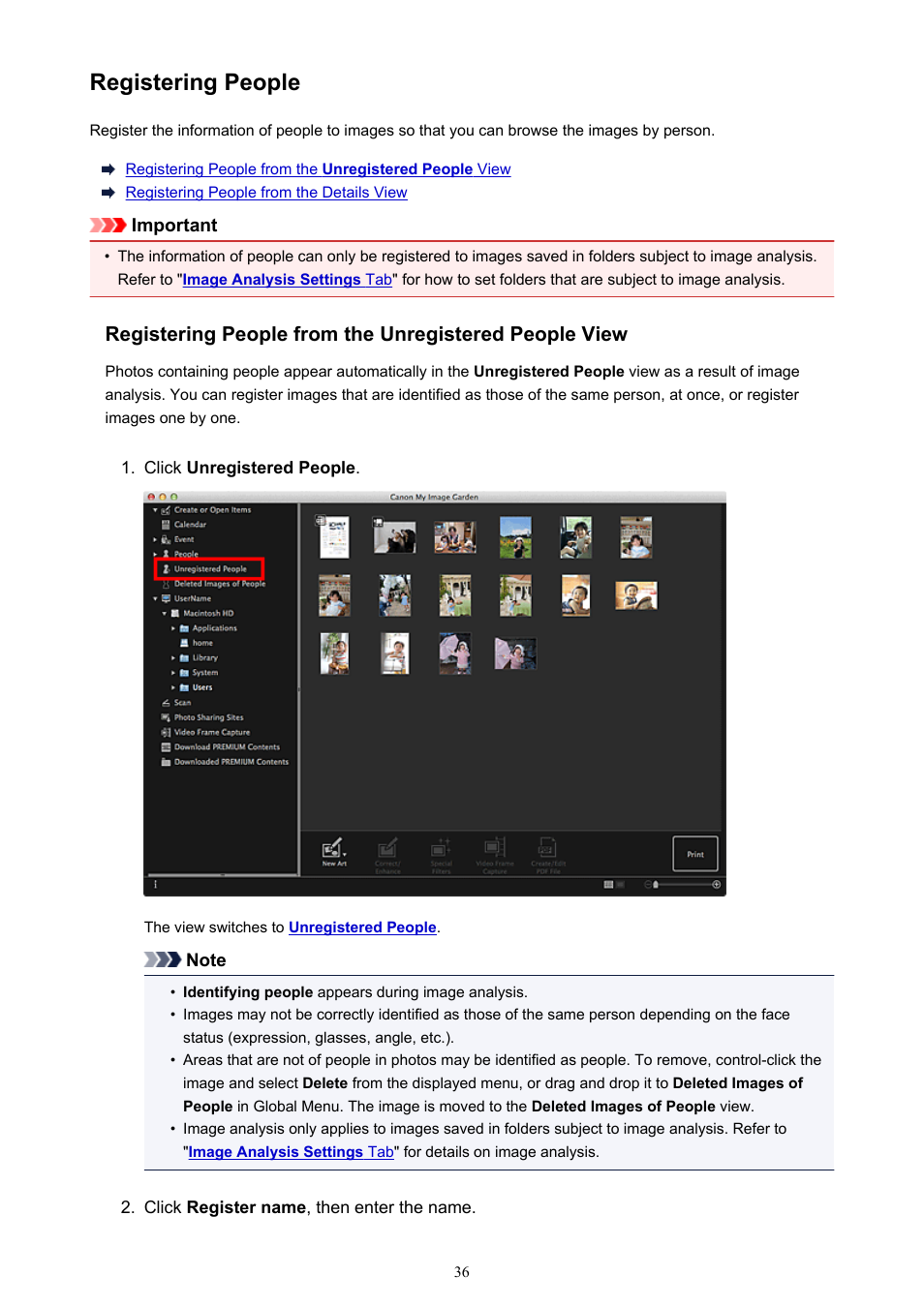 Registering people | Canon PIXMA MX395 User Manual | Page 36 / 300