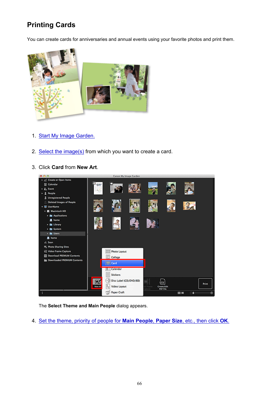 Printing cards | Canon PIXMA MX395 User Manual | Page 66 / 300