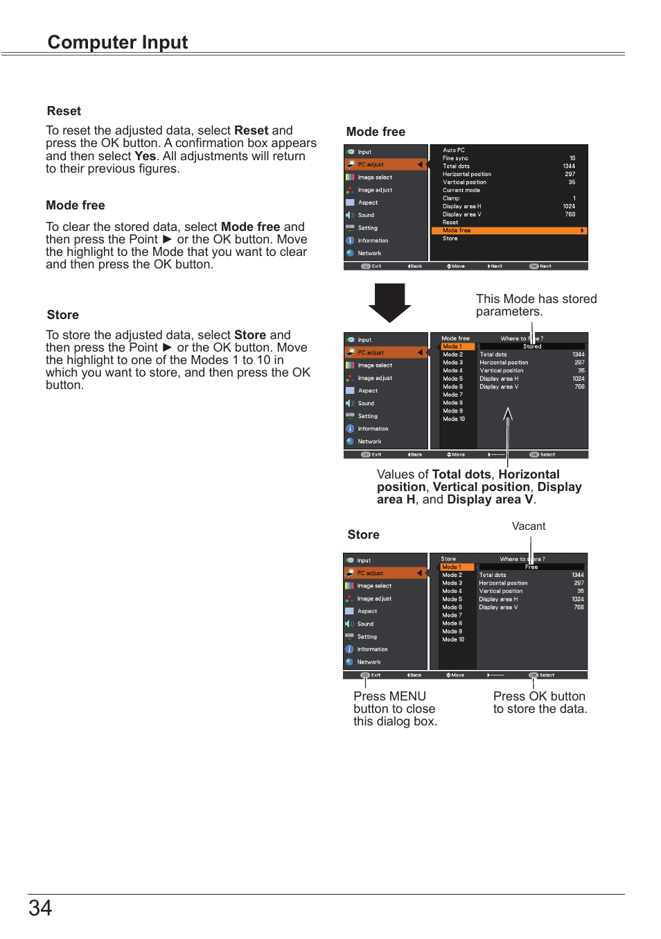 Computer input | Canon LV-7392A User Manual | Page 34 / 84