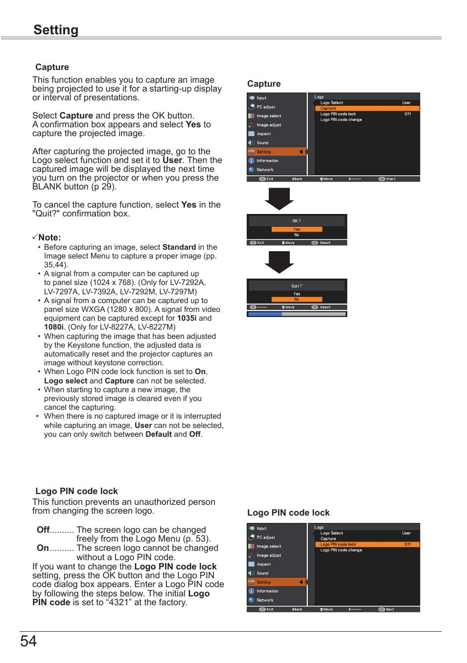 Setting | Canon LV-7392A User Manual | Page 54 / 84