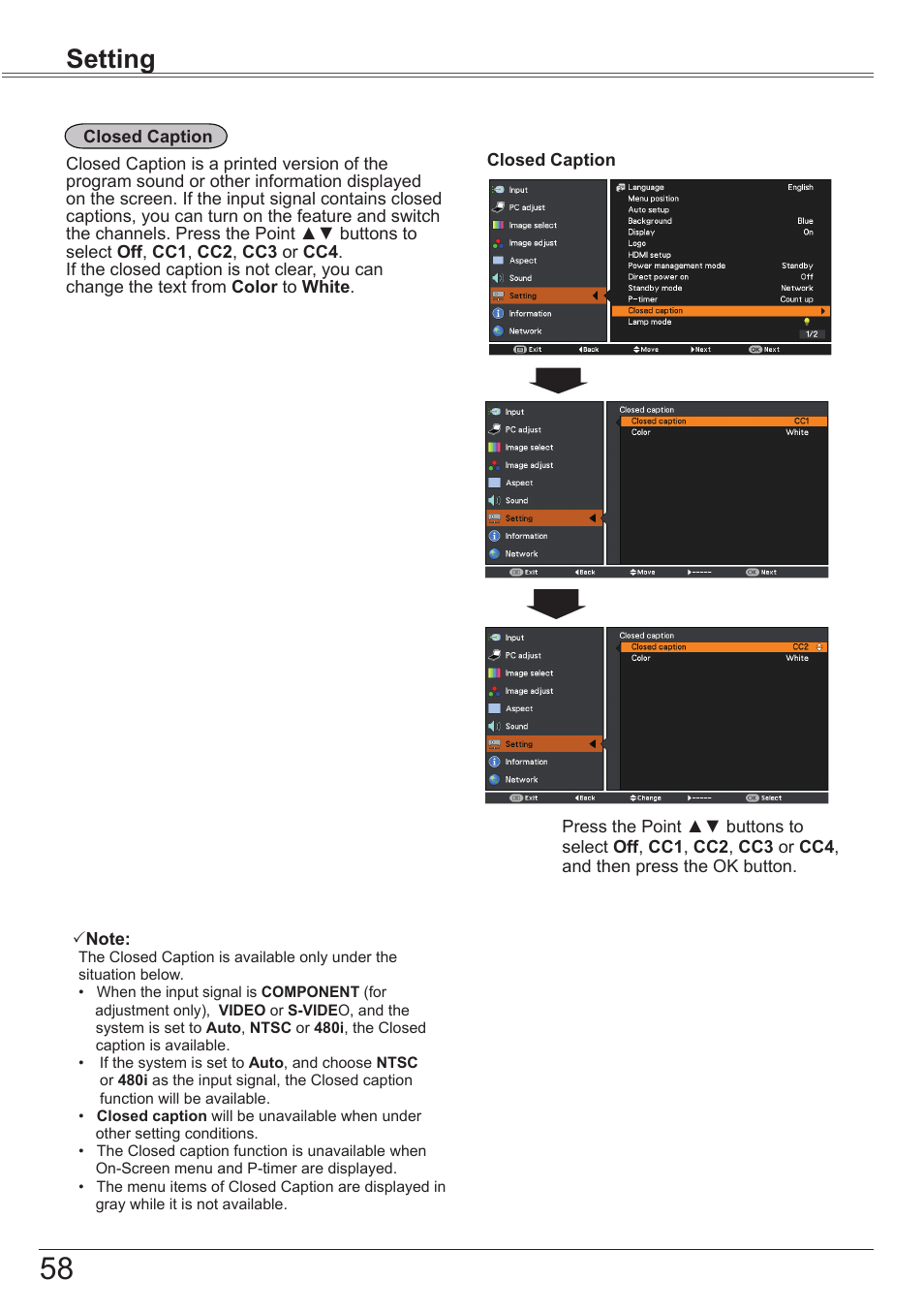 Setting | Canon LV-7392A User Manual | Page 58 / 84