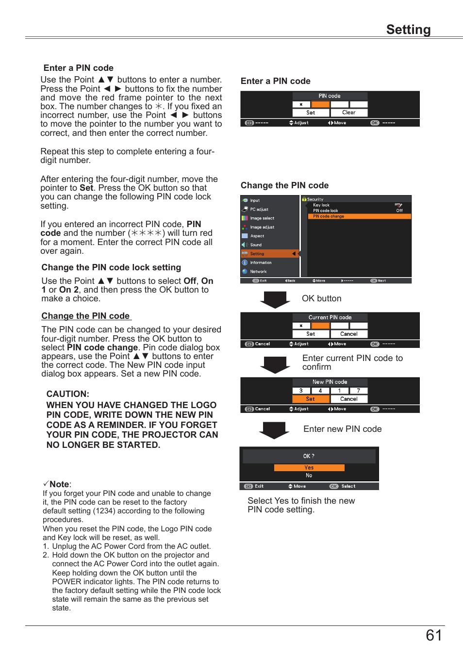 Setting | Canon LV-7392A User Manual | Page 61 / 84