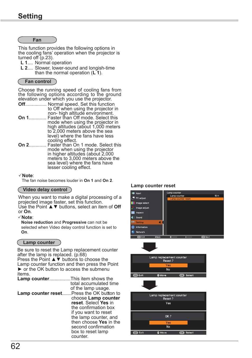 Setting | Canon LV-7392A User Manual | Page 62 / 84