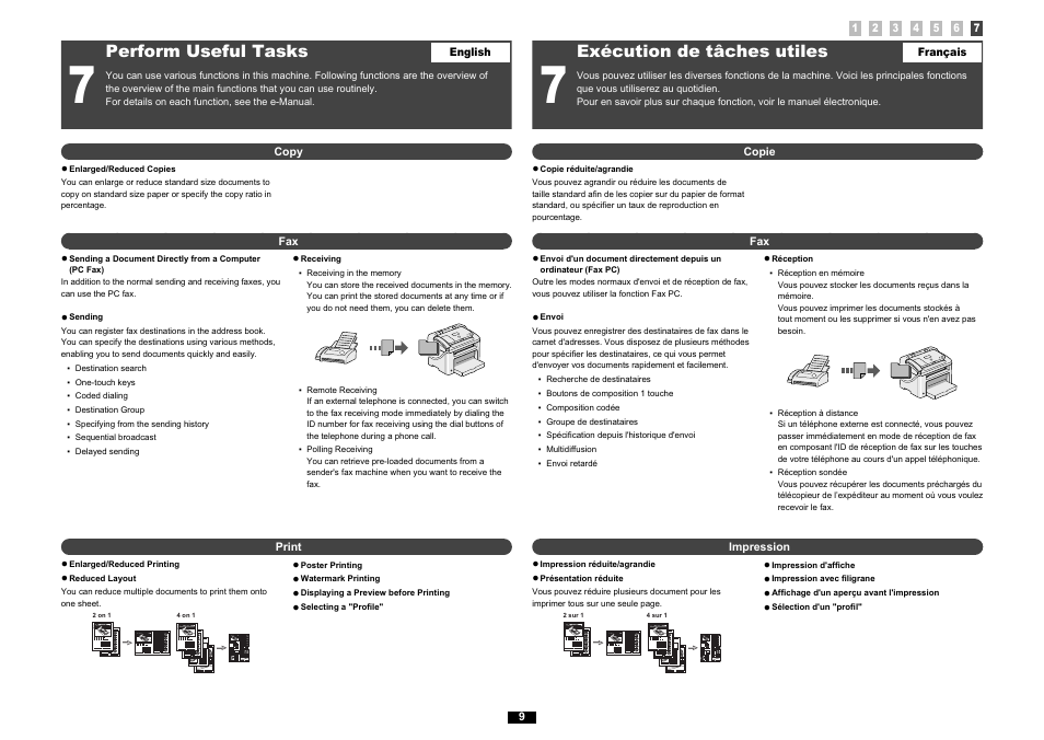 Perform useful tasks, Exécution de tâches utiles | Canon i-SENSYS FAX-L170 User Manual | Page 16 / 248