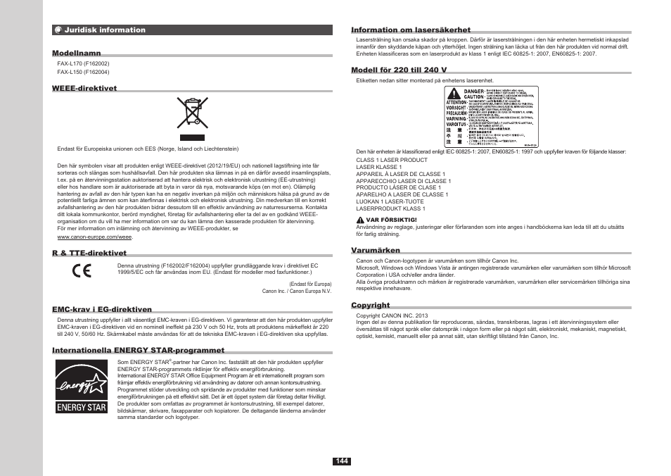Canon i-SENSYS FAX-L170 User Manual | Page 222 / 248