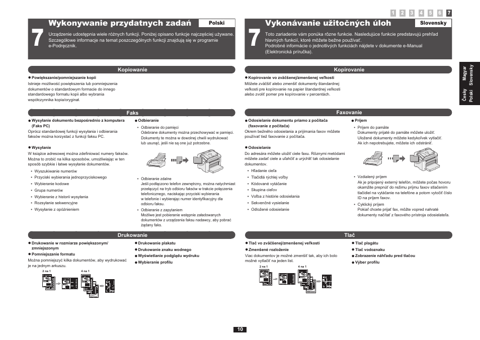 Wykonywanie przydatnych zadań, Vykonávanie užitočných úloh | Canon i-SENSYS FAX-L170 User Manual | Page 27 / 248