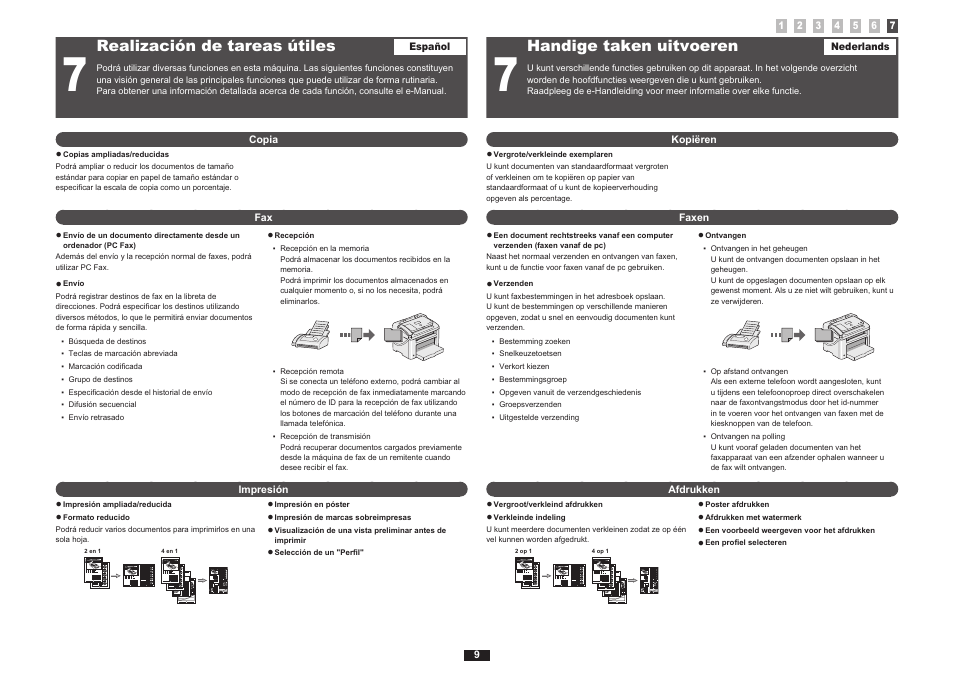 Realización de tareas útiles, Handige taken uitvoeren | Canon i-SENSYS FAX-L170 User Manual | Page 76 / 248