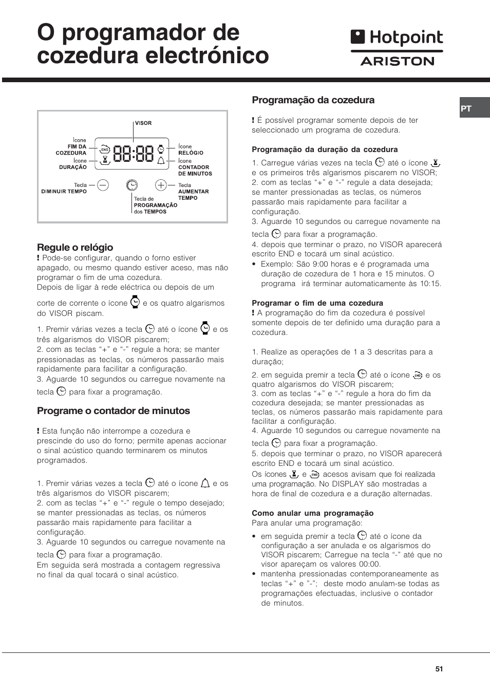 O programador de cozedura electrónico | Hotpoint Ariston Style FH 82 C IX-HA User Manual | Page 51 / 68