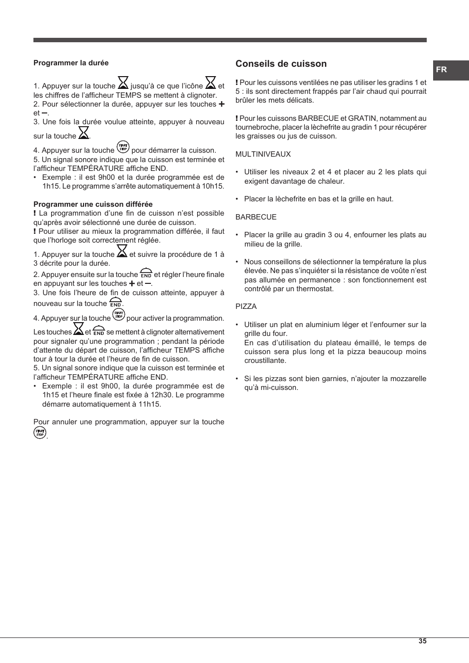 Conseils de cuisson | Hotpoint Ariston Style FH 1039 P IX-HA S User Manual | Page 35 / 60