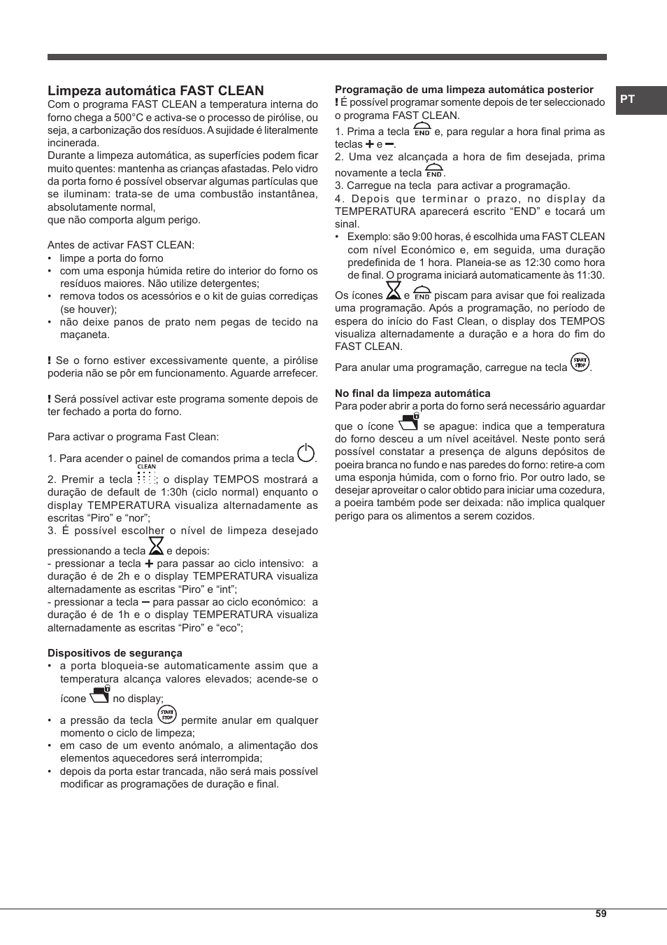 Limpeza automática fast clean | Hotpoint Ariston Style FH 1039 P IX-HA S User Manual | Page 59 / 60