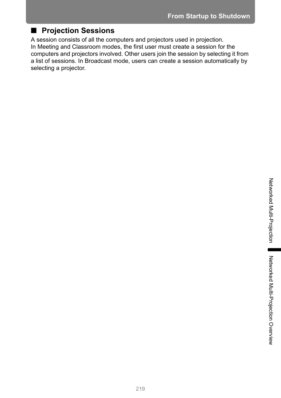 Projection sessions | Canon XEED WUX450 User Manual | Page 219 / 314