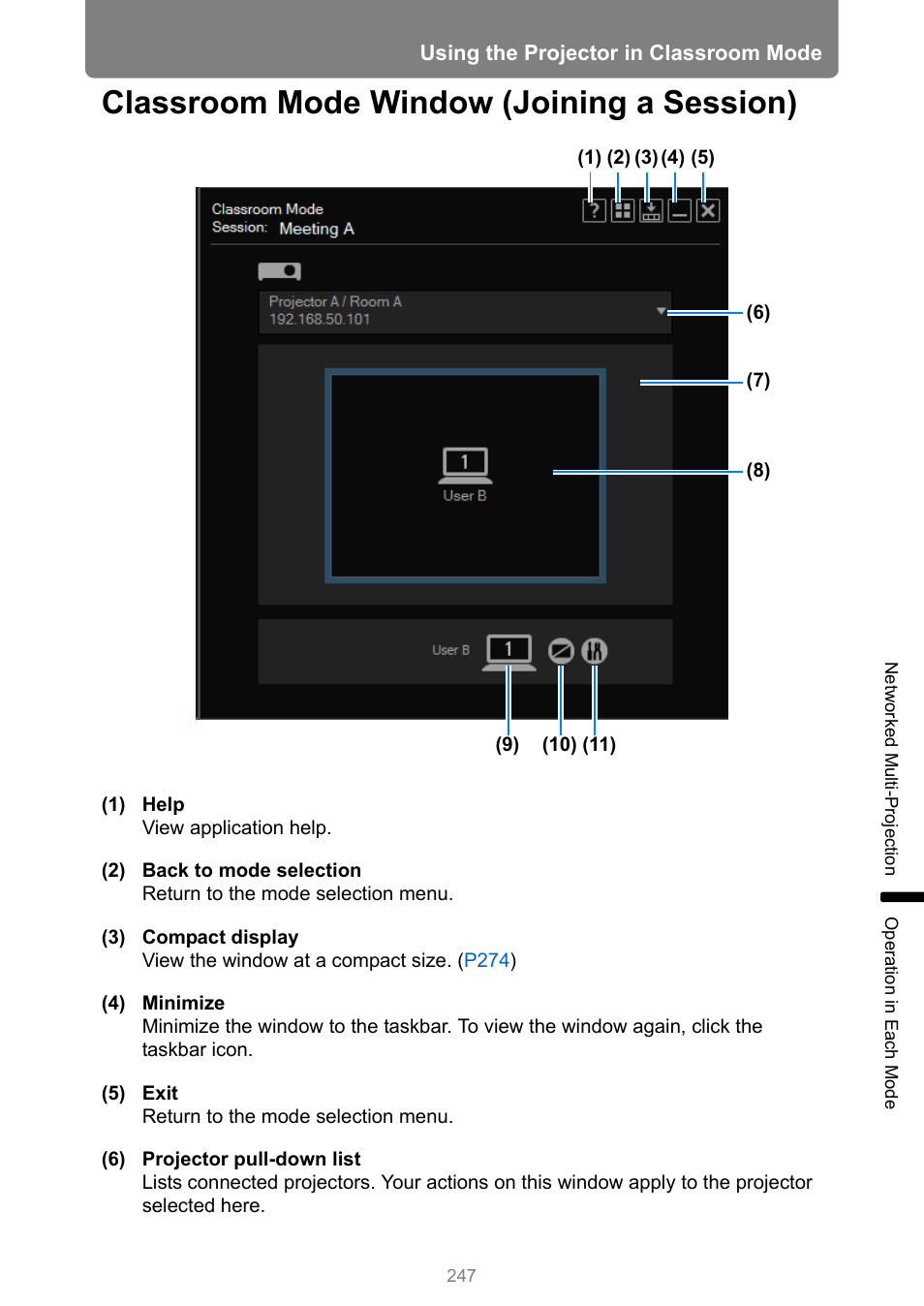 Classroom mode window (joining a session) | Canon XEED WUX450 User Manual | Page 247 / 314