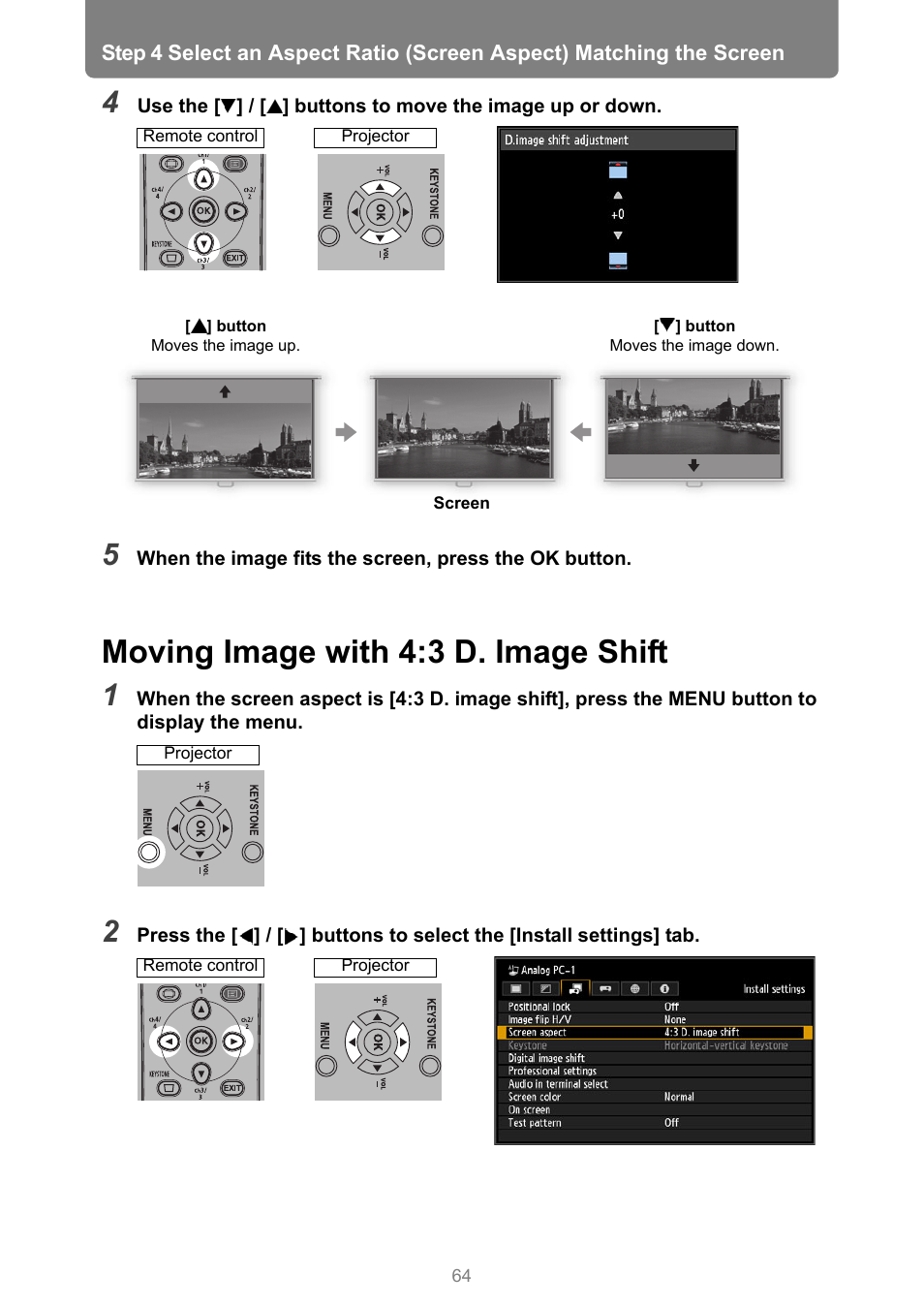 Moving image with 4:3 d. image shift | Canon XEED WUX450 User Manual | Page 64 / 314