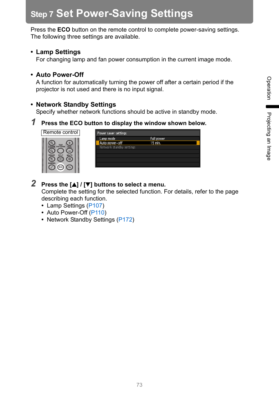 Step 7 set power-saving settings, Set power-saving settings, Step 7 | Canon XEED WUX450 User Manual | Page 73 / 314