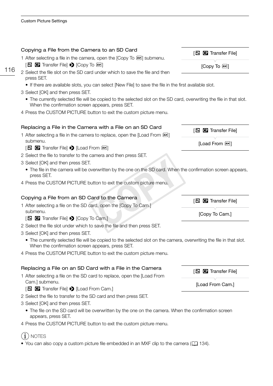 Cop y | Canon EOS C500 PL User Manual | Page 116 / 212