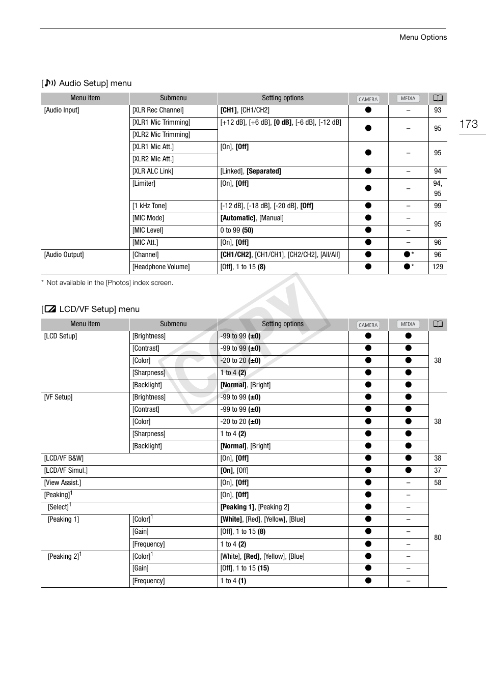 Cop y | Canon EOS C500 PL User Manual | Page 173 / 212