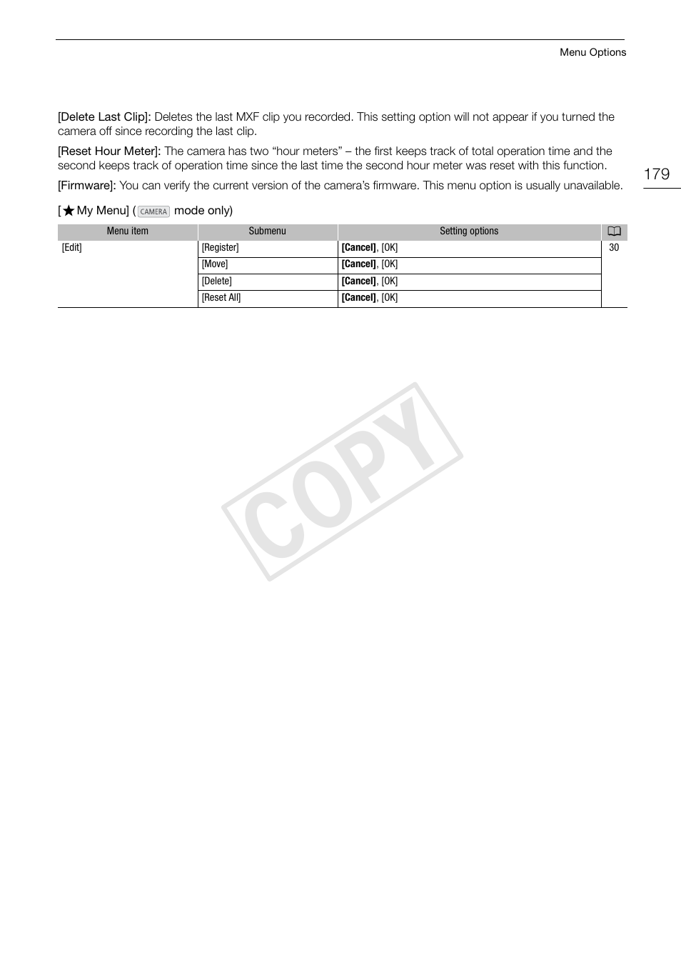 Cop y | Canon EOS C500 PL User Manual | Page 179 / 212