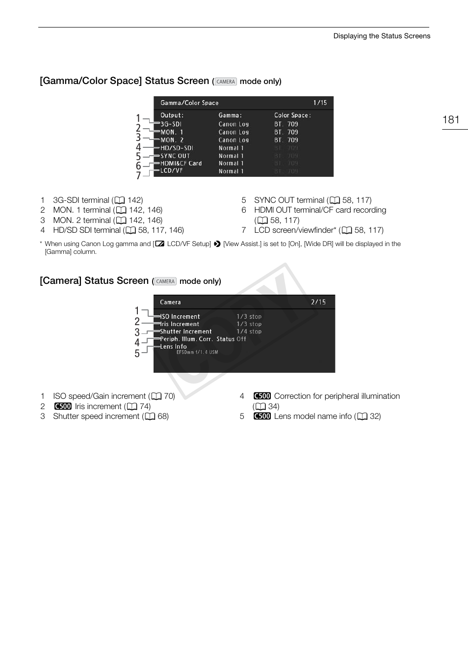Cop y | Canon EOS C500 PL User Manual | Page 181 / 212