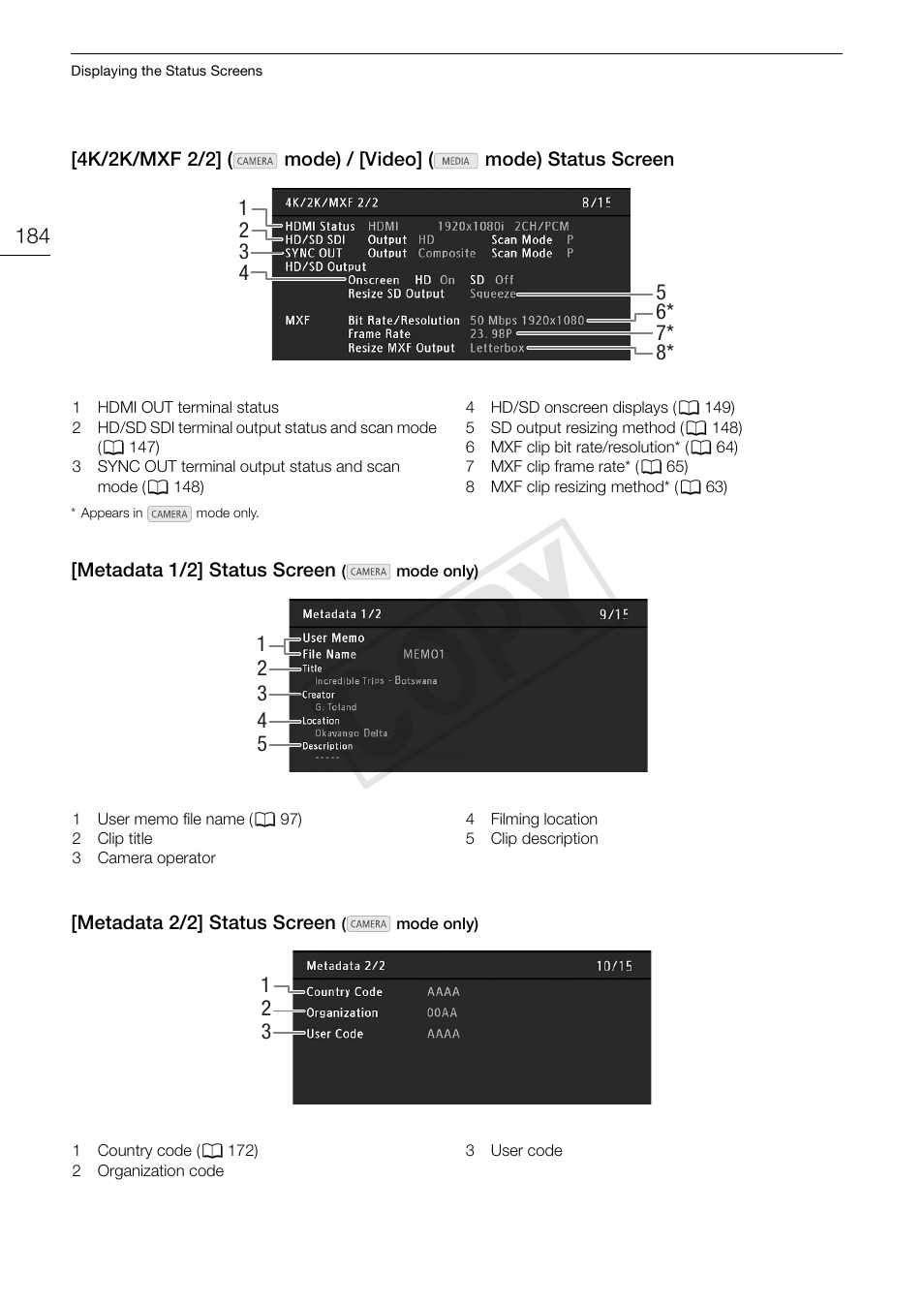 Cop y | Canon EOS C500 PL User Manual | Page 184 / 212
