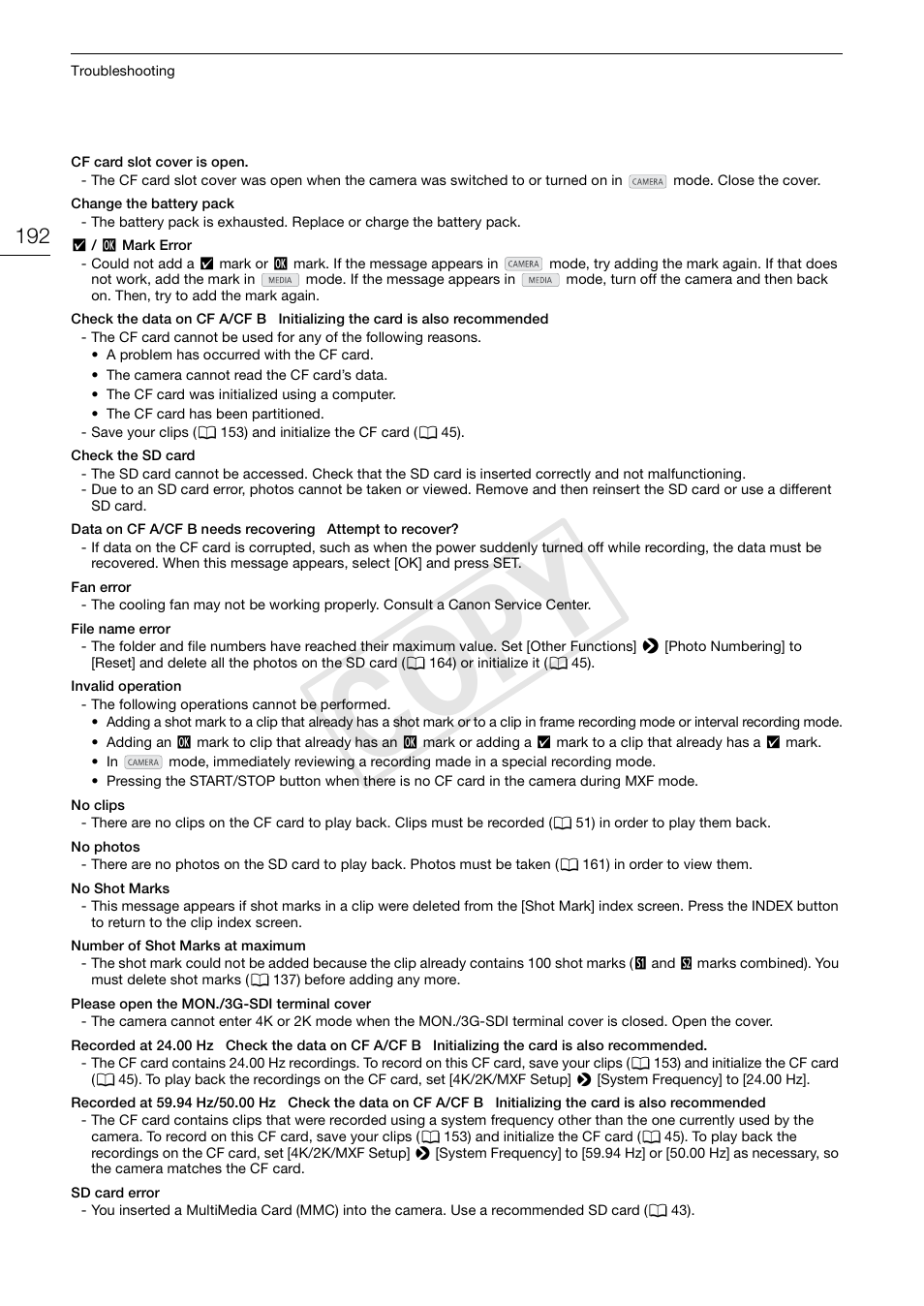 Cop y | Canon EOS C500 PL User Manual | Page 192 / 212