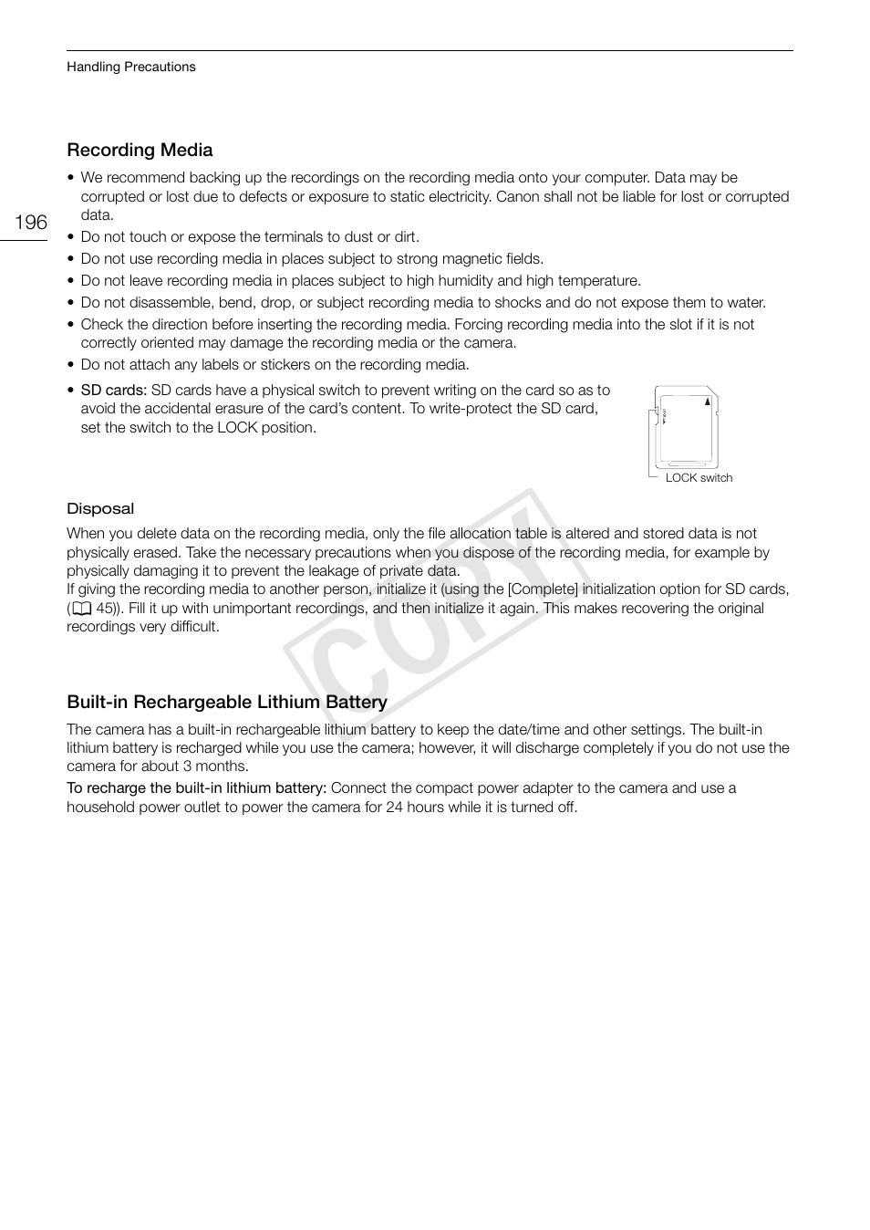 Cop y | Canon EOS C500 PL User Manual | Page 196 / 212