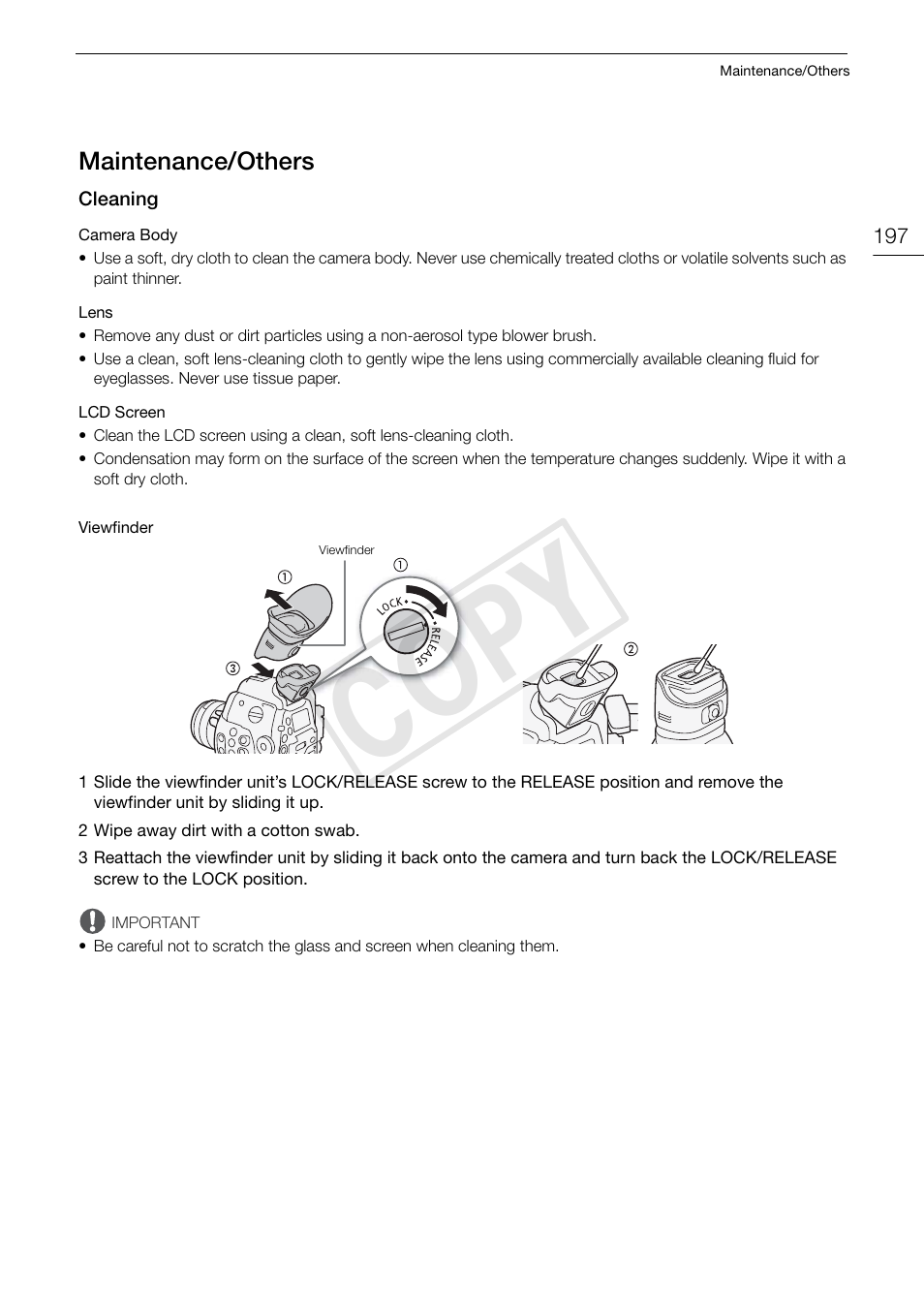 Maintenance/others, Maintenance/others 197, Cop y | Canon EOS C500 PL User Manual | Page 197 / 212
