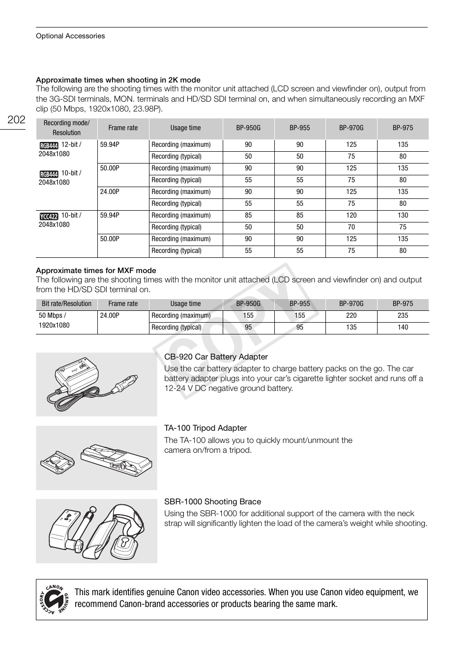 Cop y | Canon EOS C500 PL User Manual | Page 202 / 212