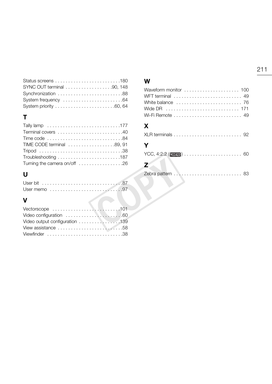C op y | Canon EOS C500 PL User Manual | Page 211 / 212