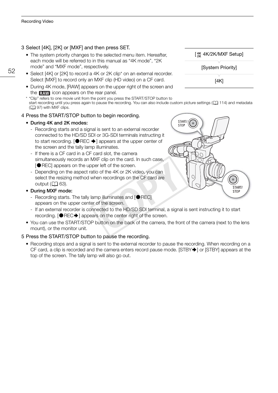 Cop y | Canon EOS C500 PL User Manual | Page 52 / 212