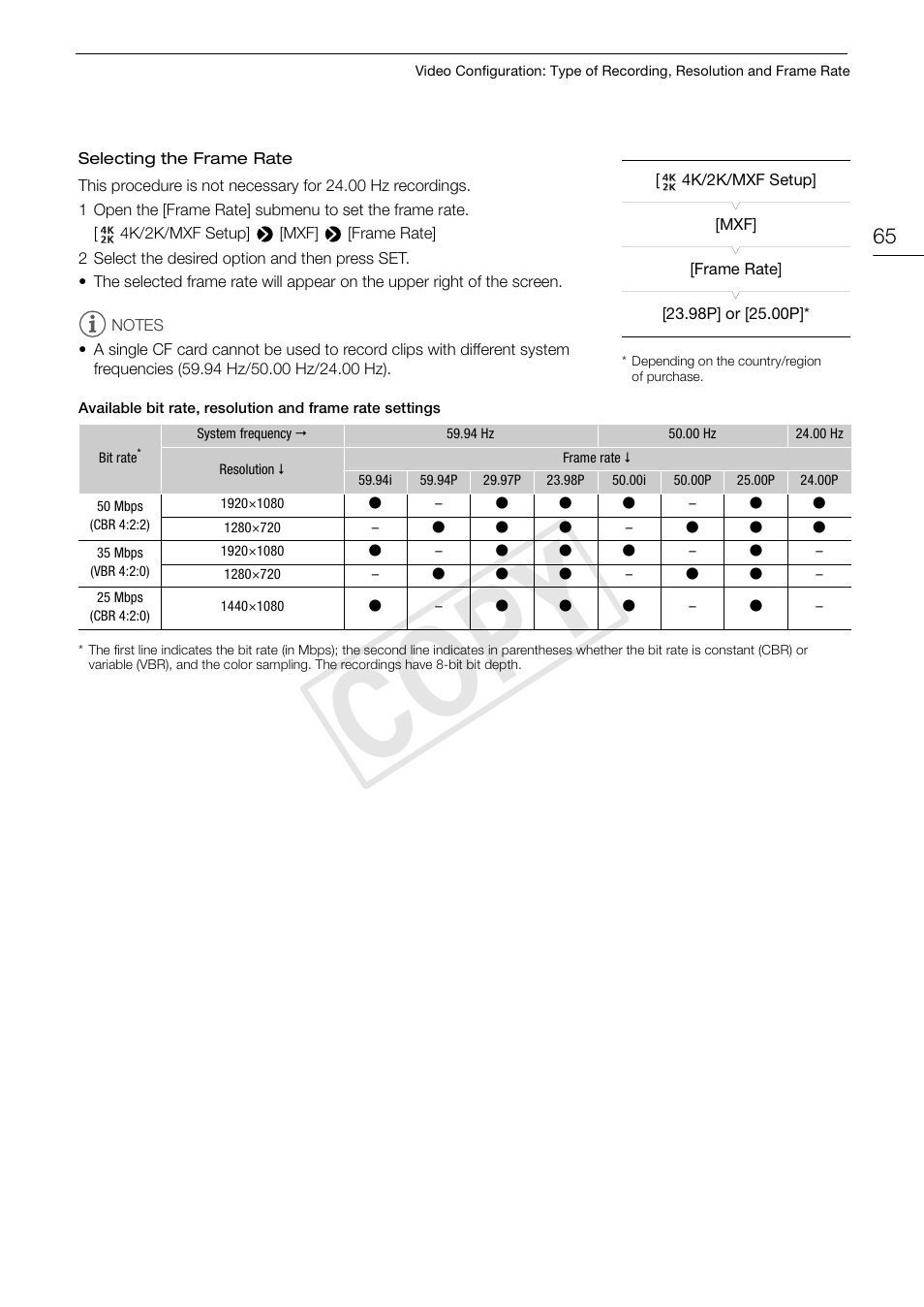 Cop y | Canon EOS C500 PL User Manual | Page 65 / 212