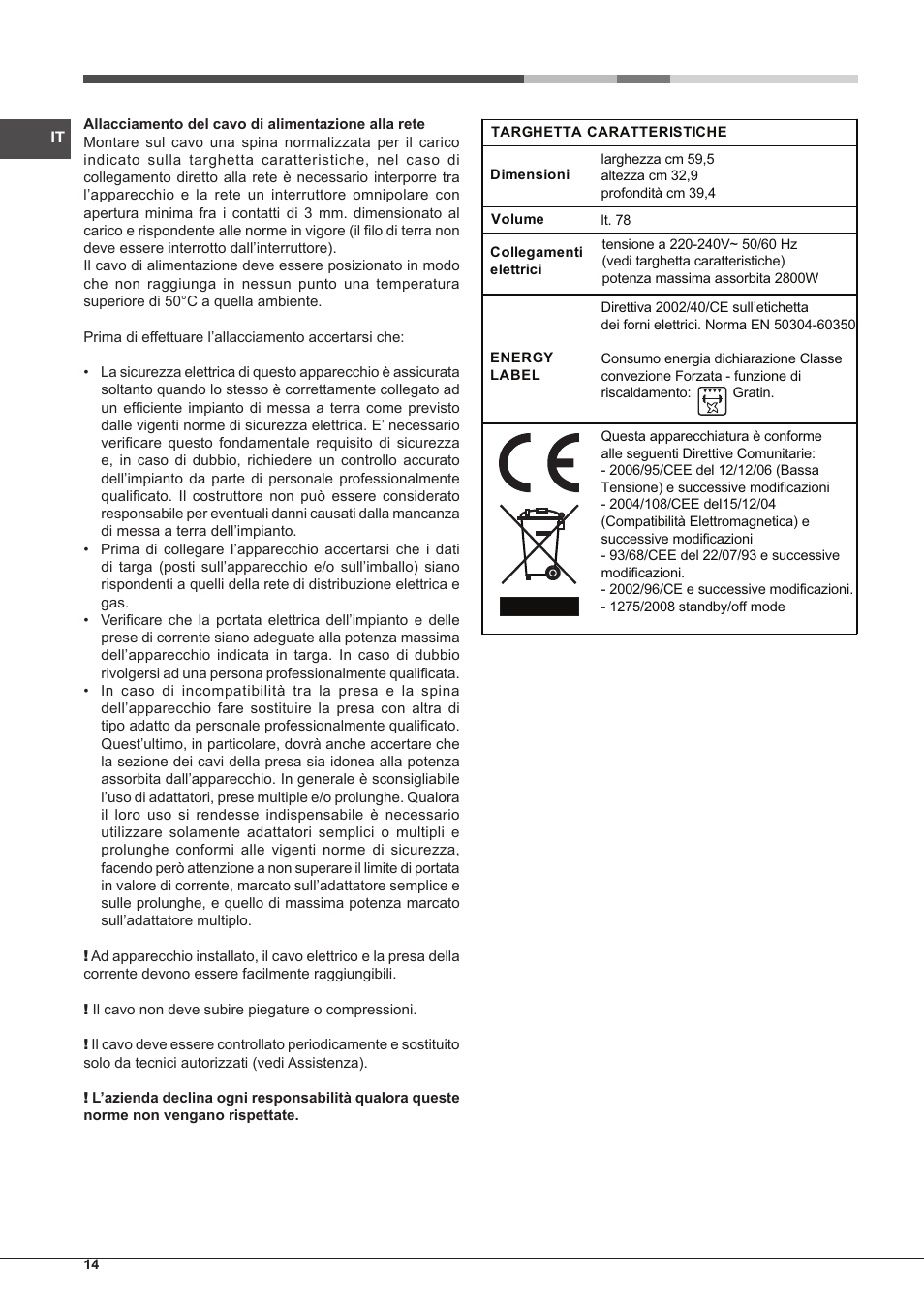 Hotpoint Ariston MH 99.1 IX-HA S User Manual | Page 14 / 76