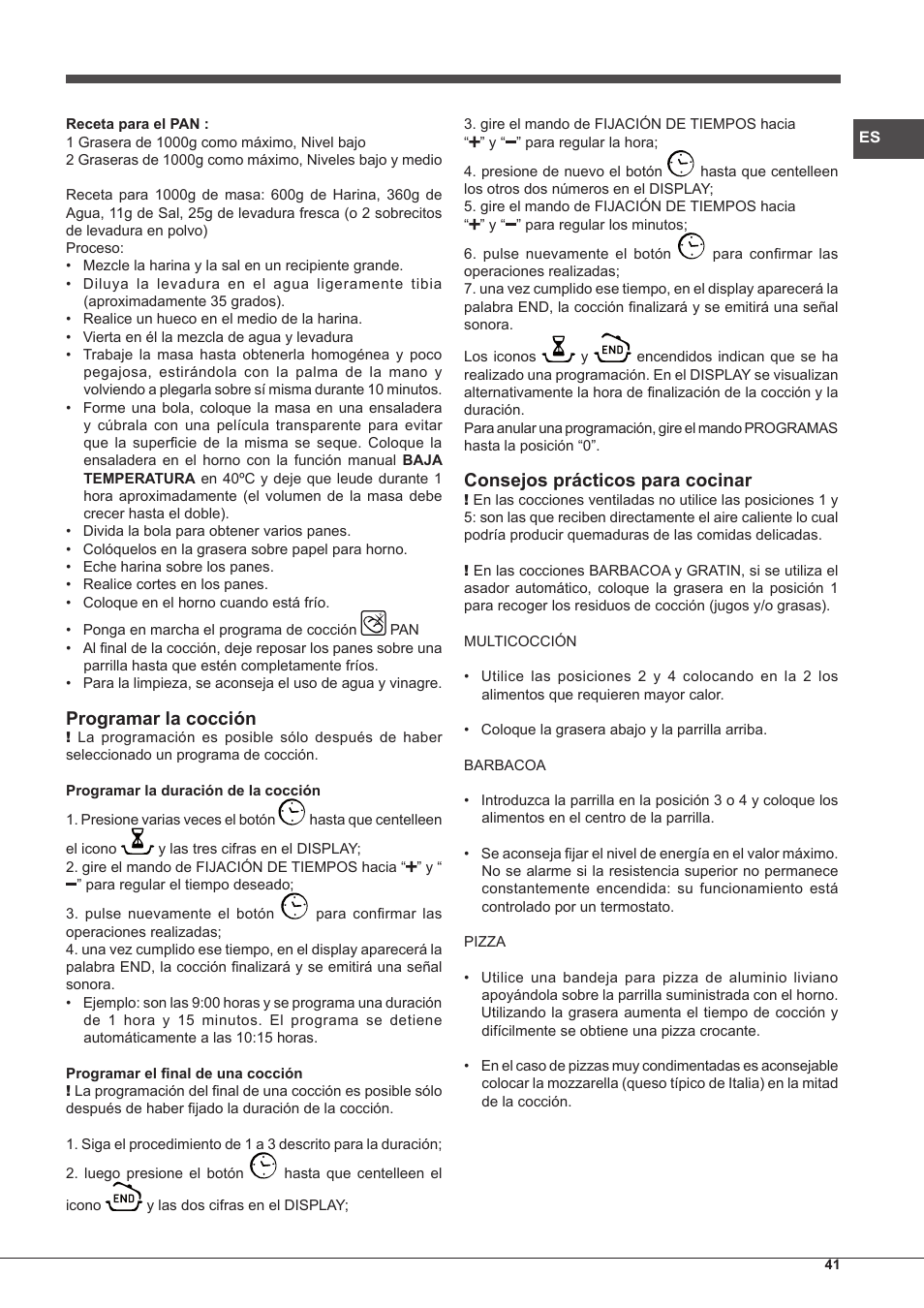 Programar la cocción, Consejos prácticos para cocinar | Hotpoint Ariston MH 99.1 IX-HA S User Manual | Page 41 / 76