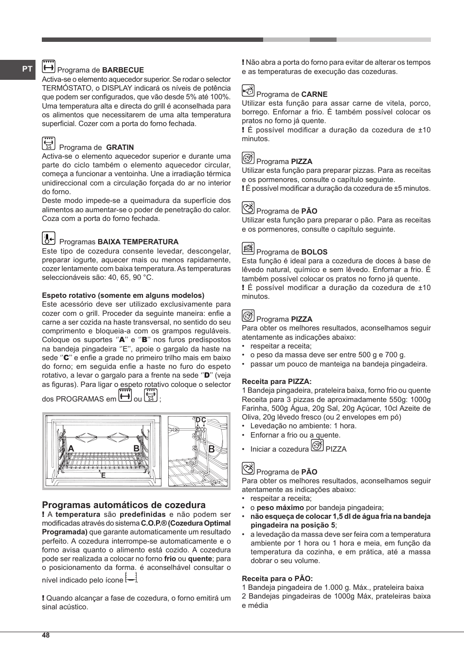 Programas automáticos de cozedura | Hotpoint Ariston MH 99.1 IX-HA S User Manual | Page 48 / 76