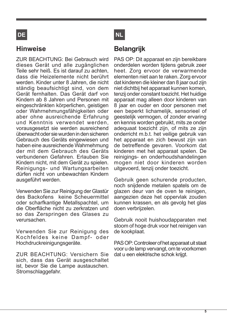 Hinweise, Belangrijk | Hotpoint Ariston MH 99.1 IX-HA S User Manual | Page 5 / 76