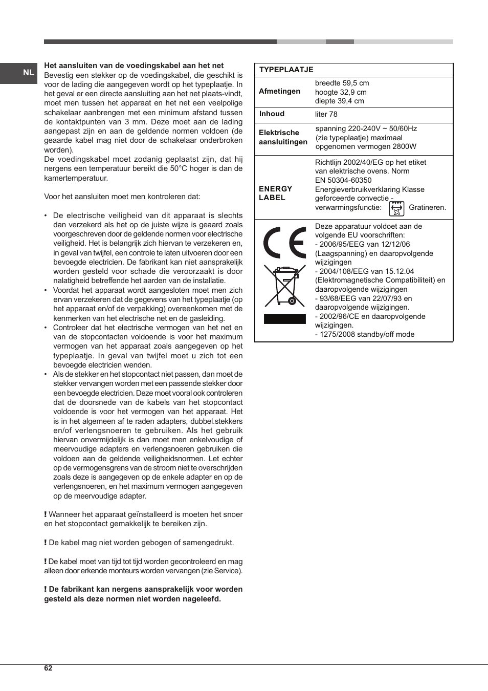 Hotpoint Ariston MH 99.1 IX-HA S User Manual | Page 62 / 76