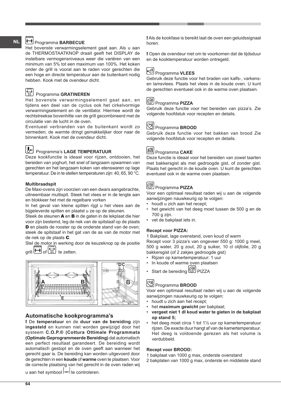 Automatische kookprogramma’s | Hotpoint Ariston MH 99.1 IX-HA S User Manual | Page 64 / 76