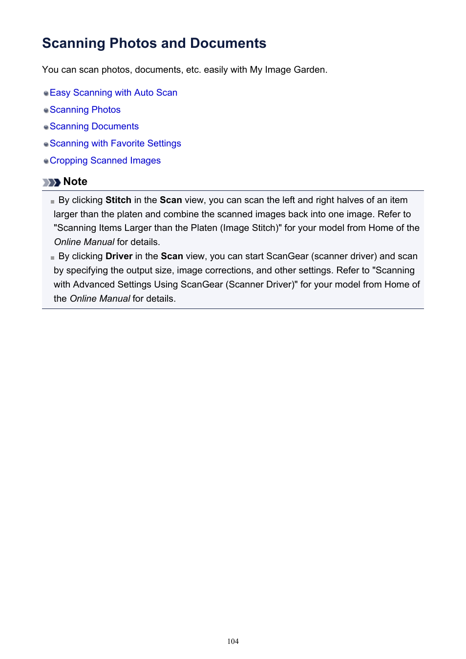 Scanning photos and documents | Canon PIXMA IP2700 User Manual | Page 104 / 339