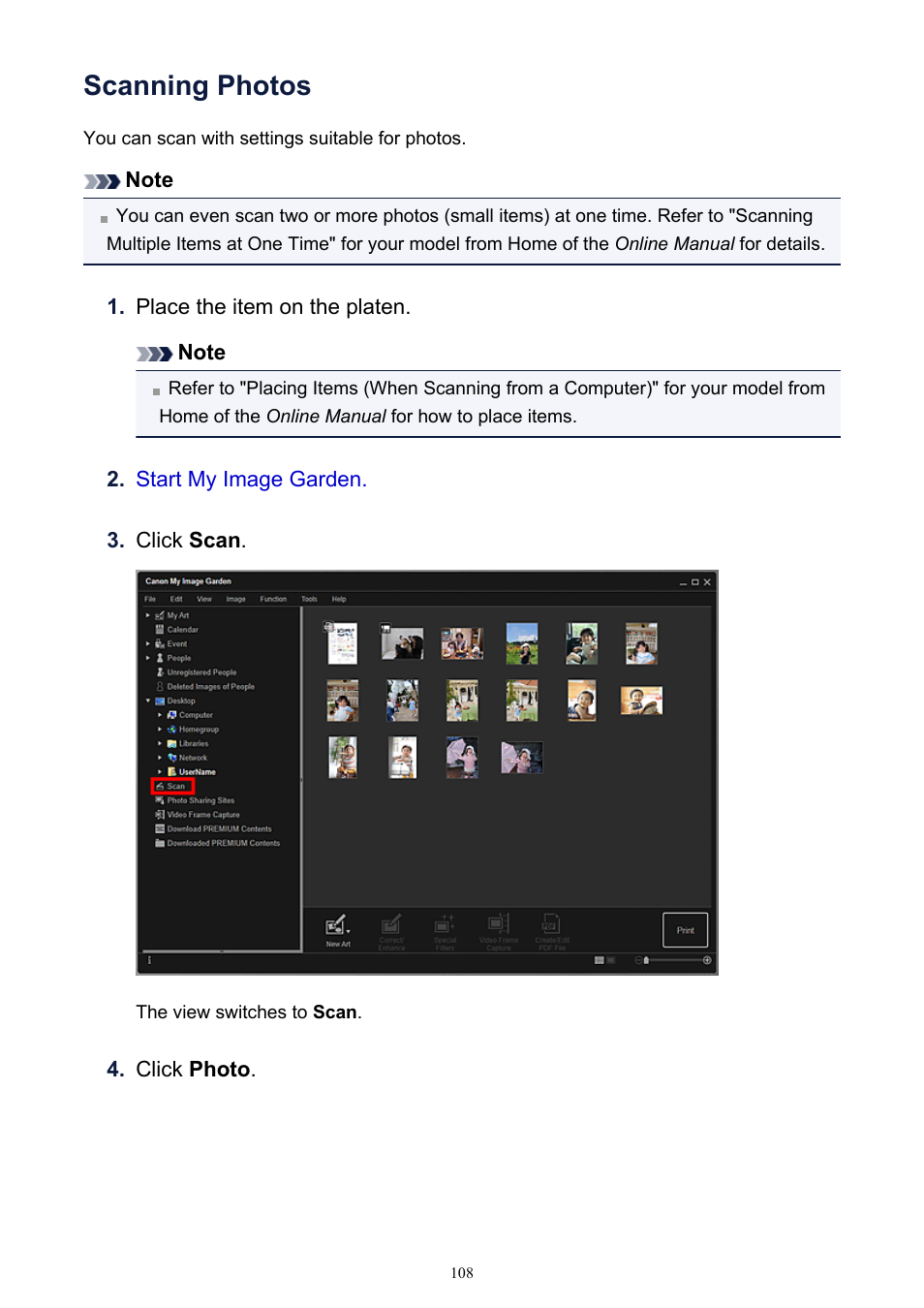 Scanning photos | Canon PIXMA IP2700 User Manual | Page 108 / 339