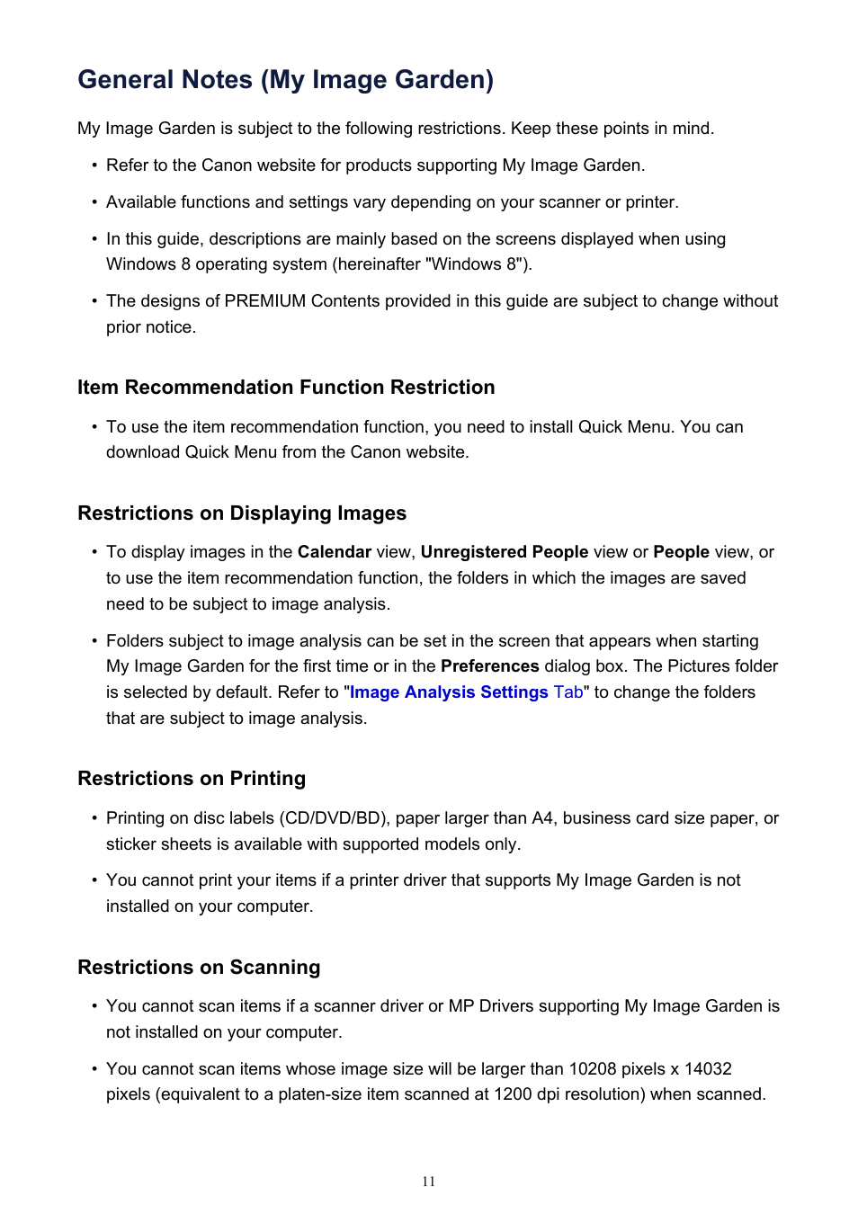 General notes (my image garden) | Canon PIXMA IP2700 User Manual | Page 11 / 339