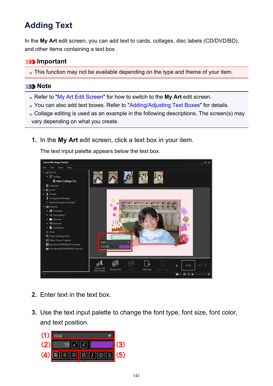 Adding text | Canon PIXMA IP2700 User Manual | Page 141 / 339