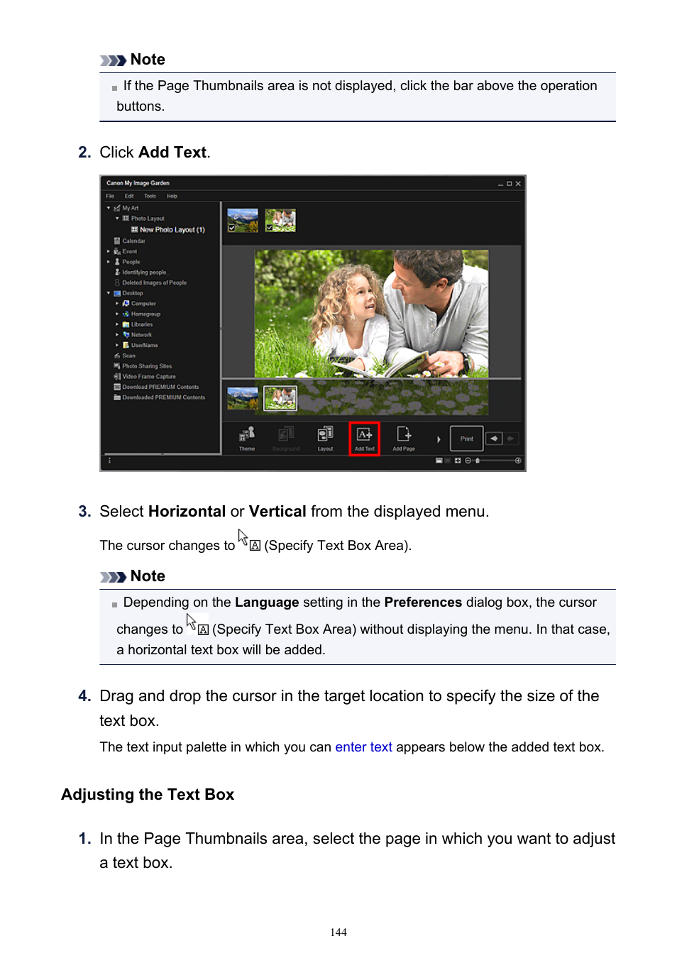 Adjusting the text box | Canon PIXMA IP2700 User Manual | Page 144 / 339